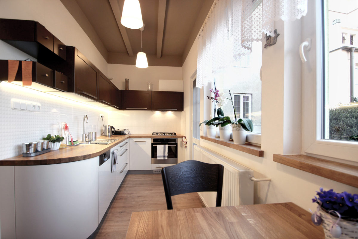 návrh interiéru kuchyně v retrostylu